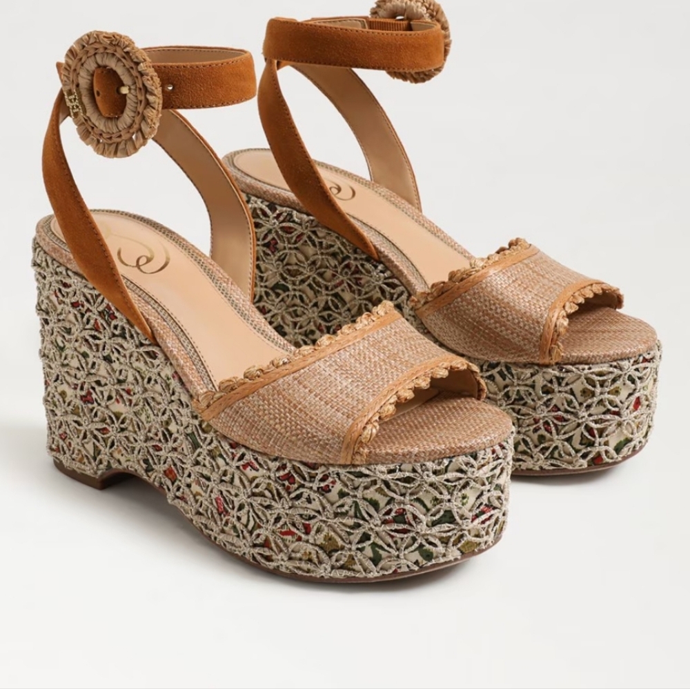 Sam Edelman Women's Amber Two-Piece Sculpted Platform Wedge Sandals